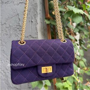 Chanel Reissue 2.55 Flap Bag Quilted Jersey 224 Double Flap Crossbody
